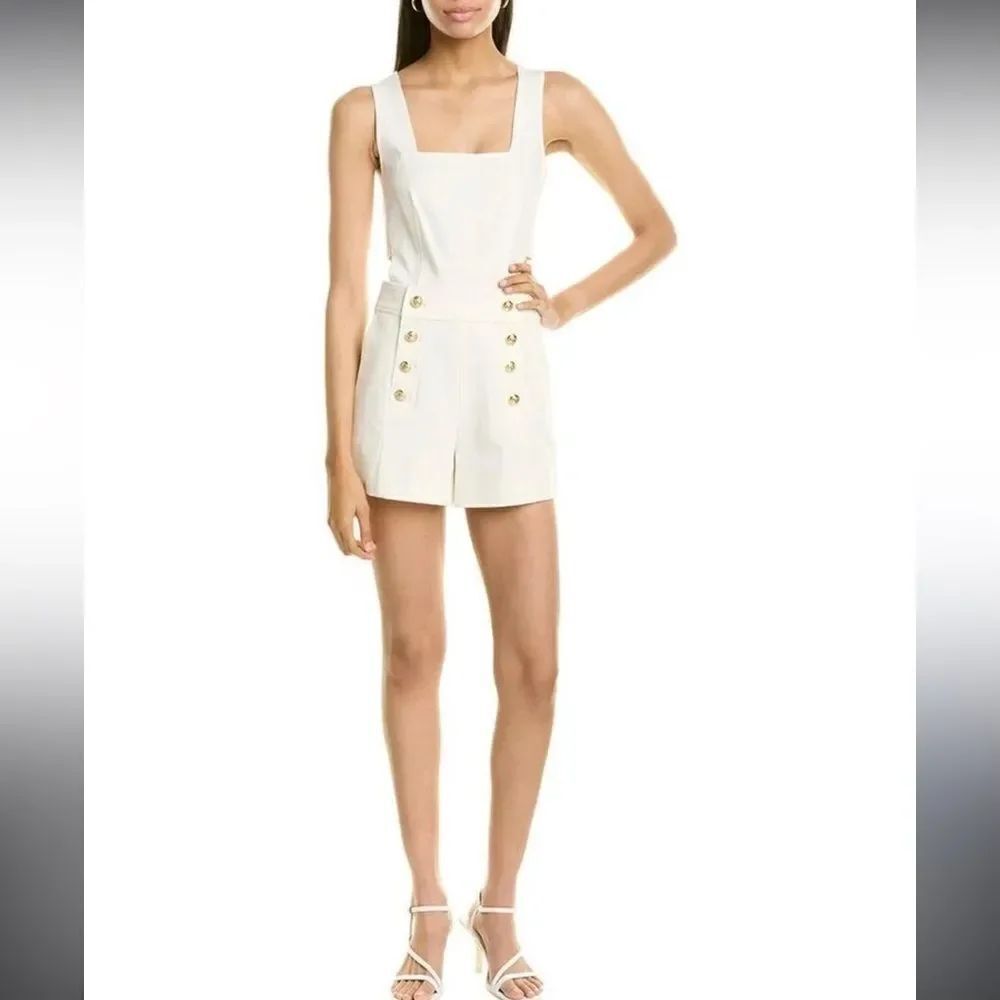 DEREK LAM 10 CROSBY
Maru Button Accent Cutout Romper In Soft White